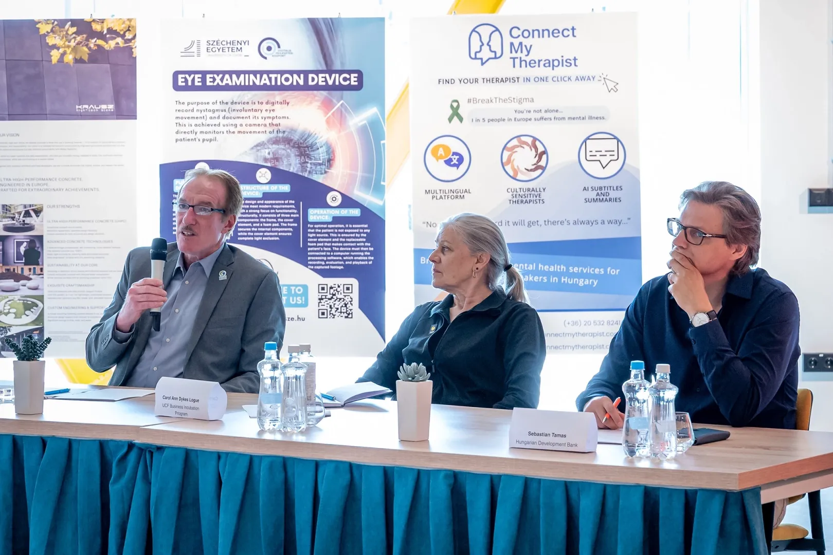 The innovation competition jury consisted of Gary Cohen, Chief Financial Officer at the Greater Orlando Sports Commission, Carol Ann Dykes-Logue, former Director of Programs & Operations, UCF Innovation Districts & Incubation Programme, and Sebastian Tamas, Director of International Investments and Relations at the Hungarian Development Bank (Photo: András Adorján)